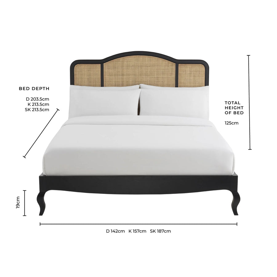 Amélie Rattan Bed dimensions