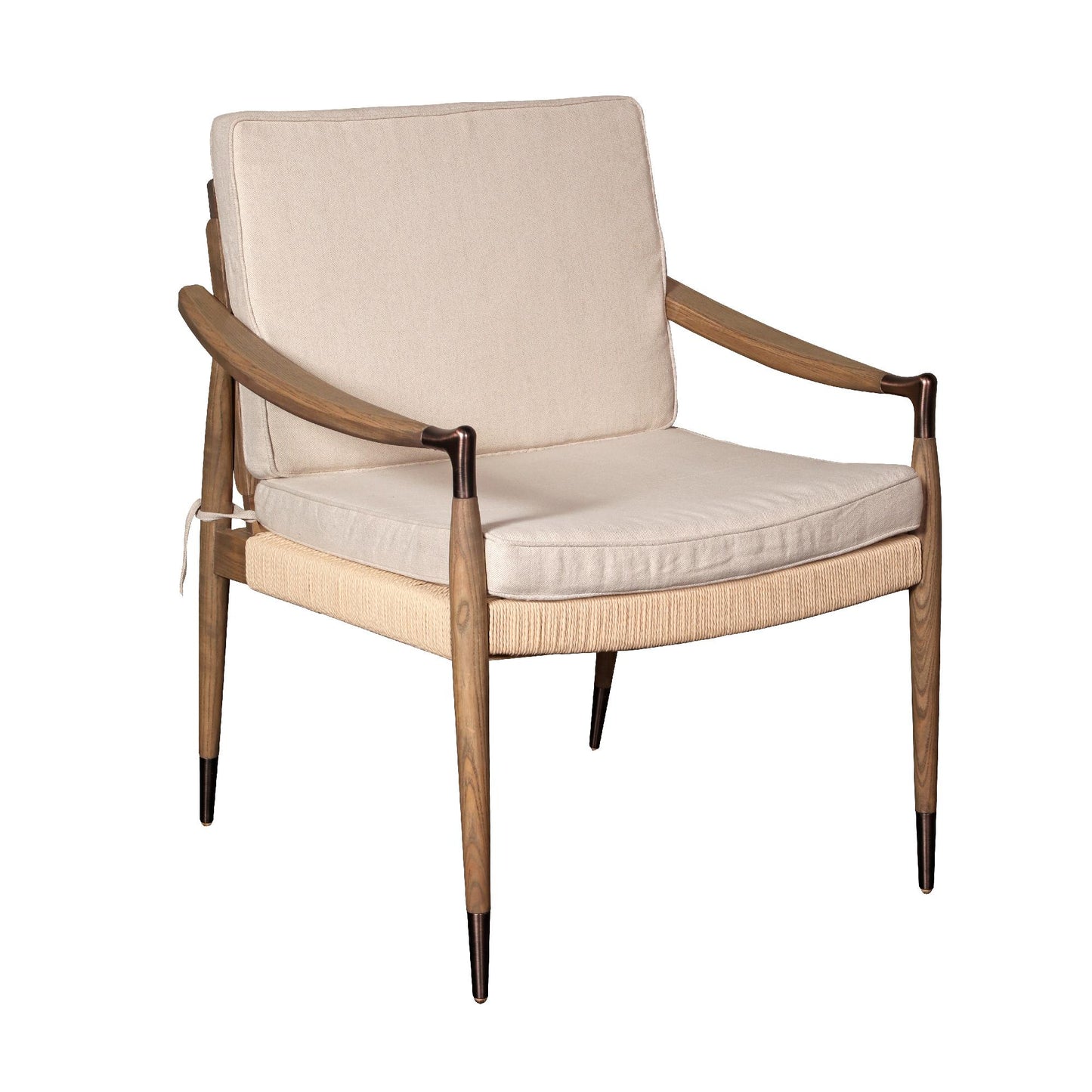 Burford Leisure Chair with Removeable Cushion in Natural Linen fabric & Grey Oiled wood Frame