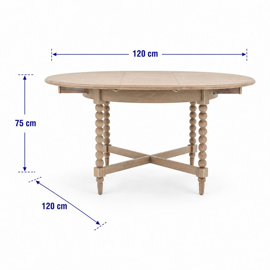 Artisan Round Extending Dining Table dimensions