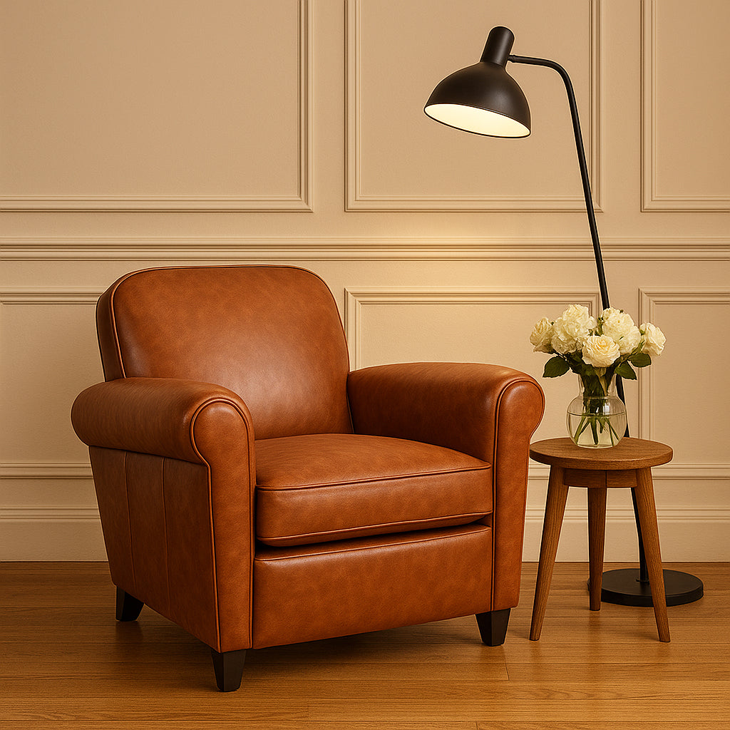 Barrington Brown Leather Club Armchair
