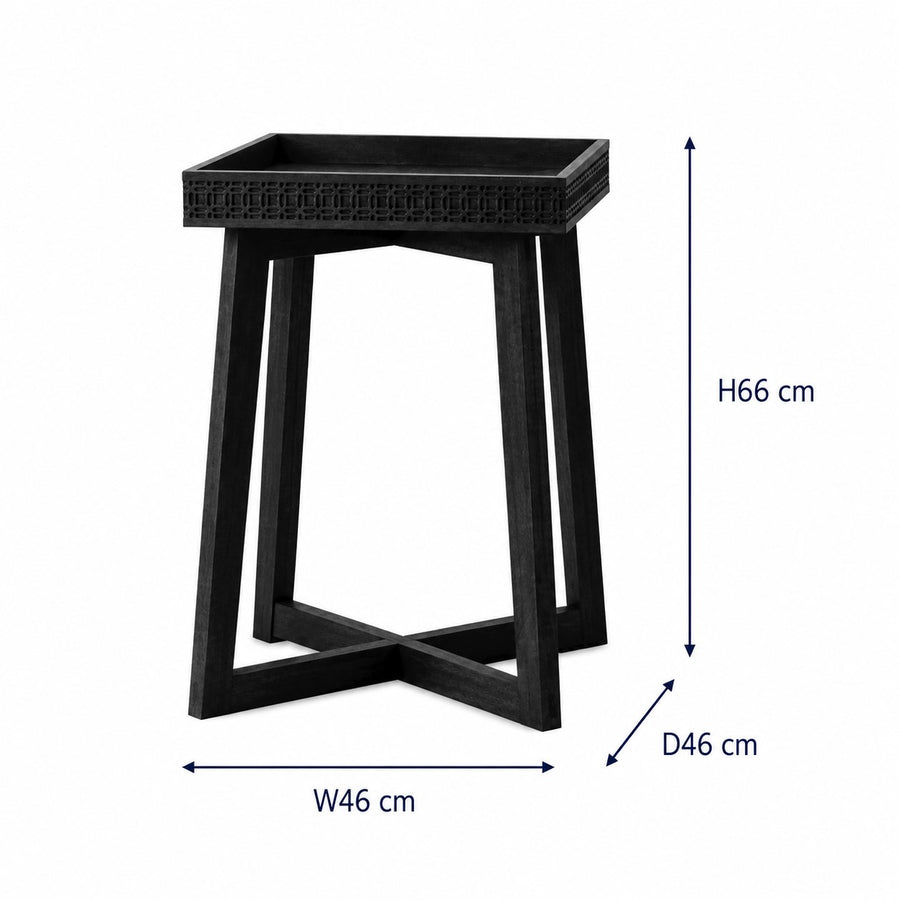 Boho Charcoal Bedside Table dimensions