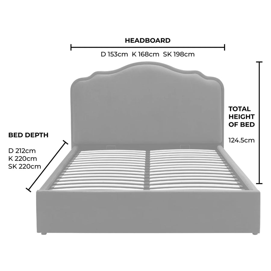Élodie Ottoman Storage Bed dimensions