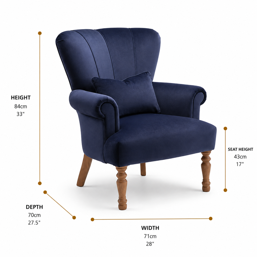 Fluted Spoon Back Armchair dimensions
