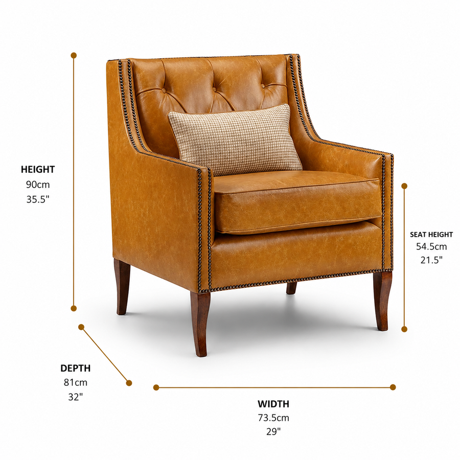 George Style Button Back Armchair dimensions