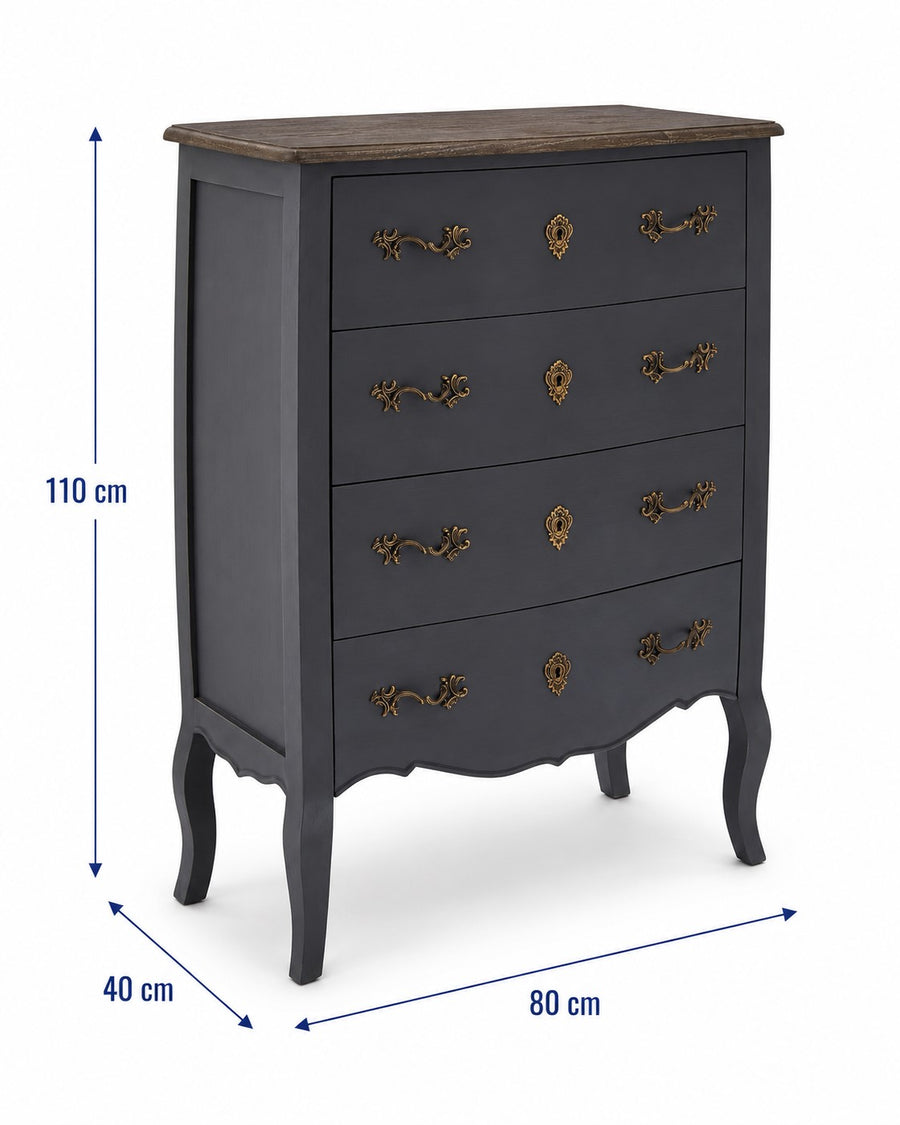 Loire 4 Drawer Dark Grey Chest dimensions