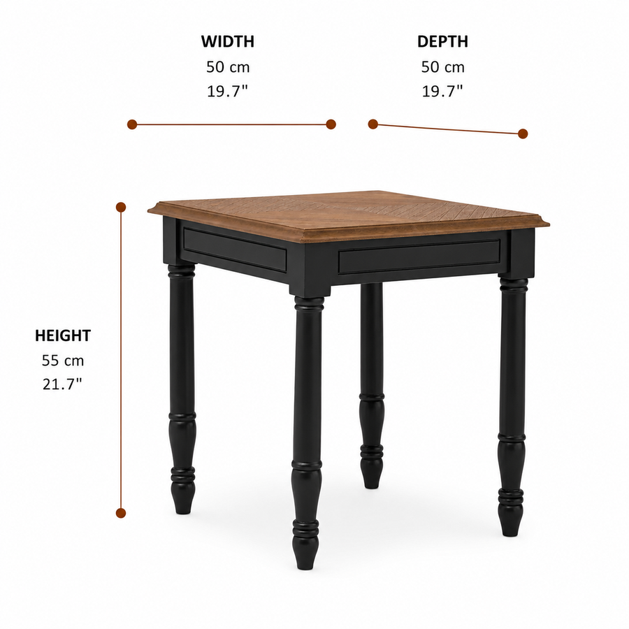 Loire Black Side Table dimensions