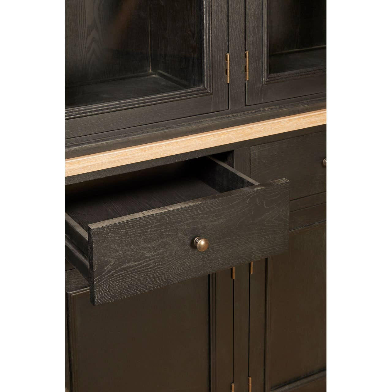 Lyon Black Oak Wood Large Cabinet