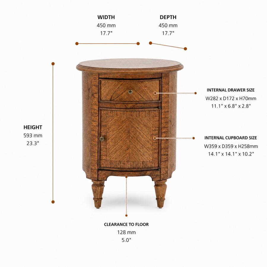 Highgrove Drum Side Table dimensions