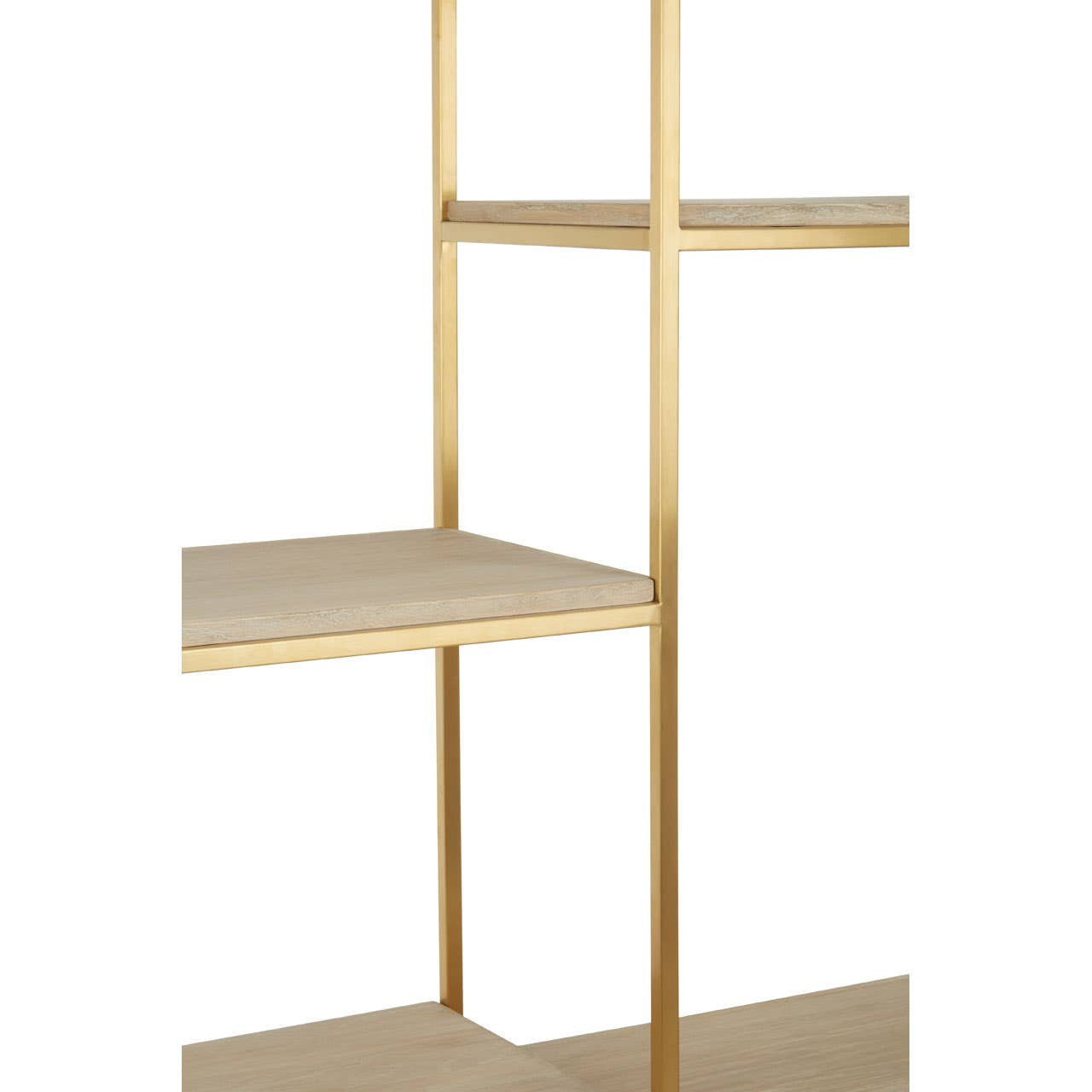 Modica Oak Wood and Gold Finish Shelf Unit