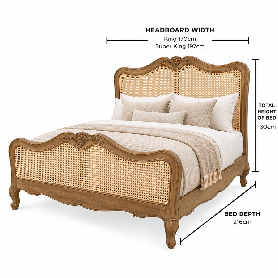 Monte Cristo Rattan French Bed dimensions