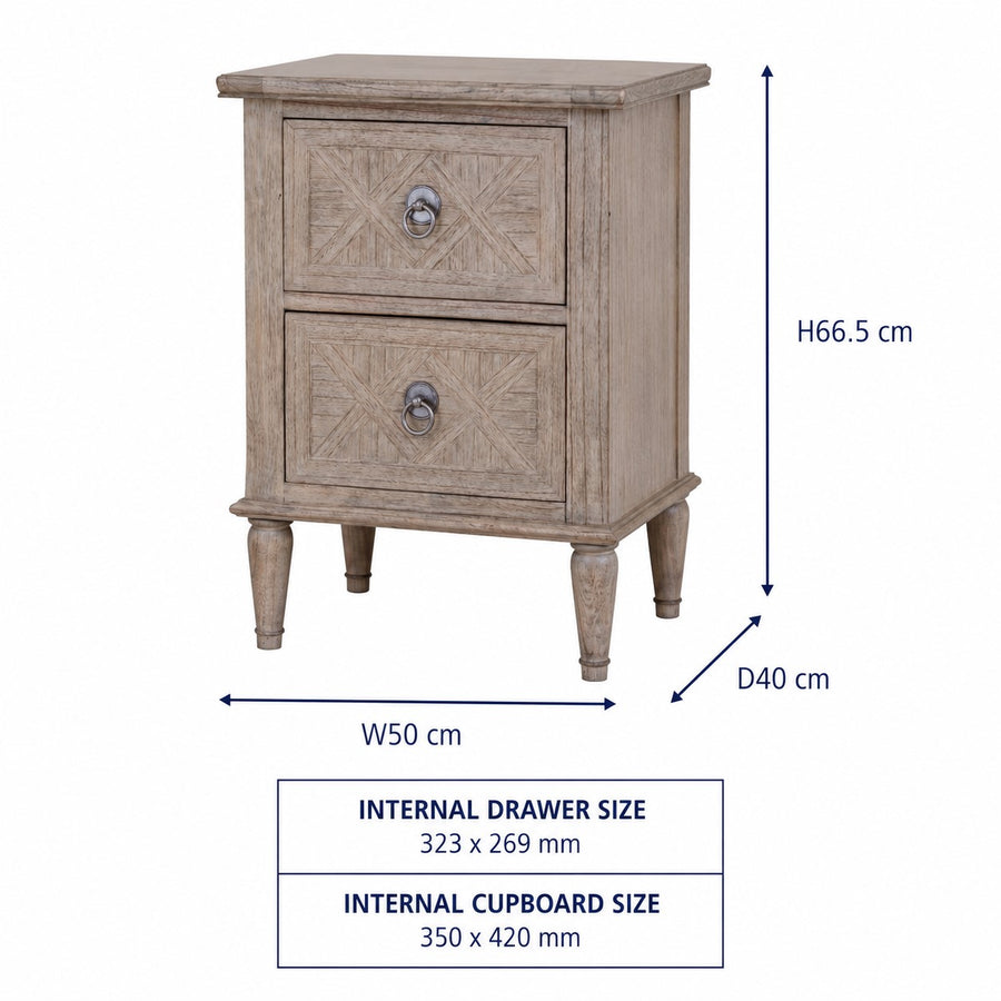 Mustique Weathered Bedside Table dimensions