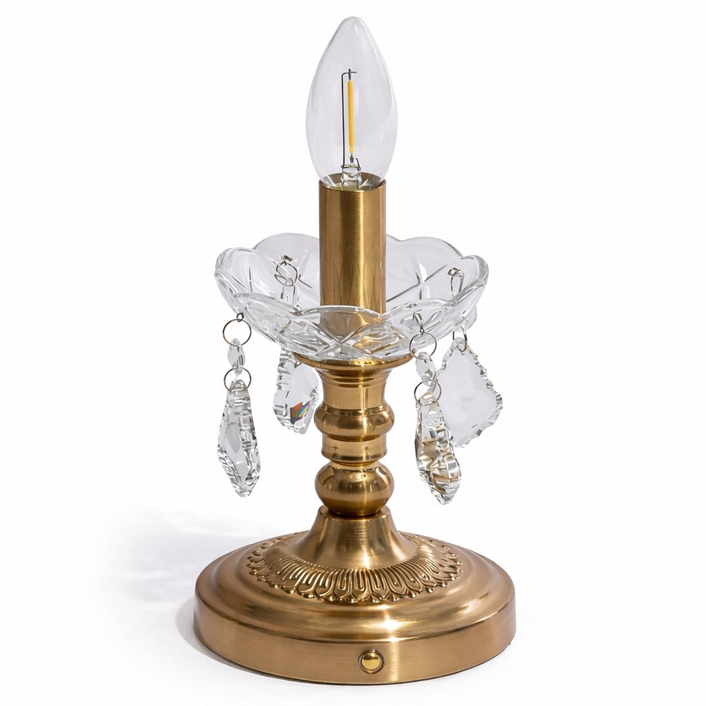 Ornate Brass Rechargeable Table Lamp