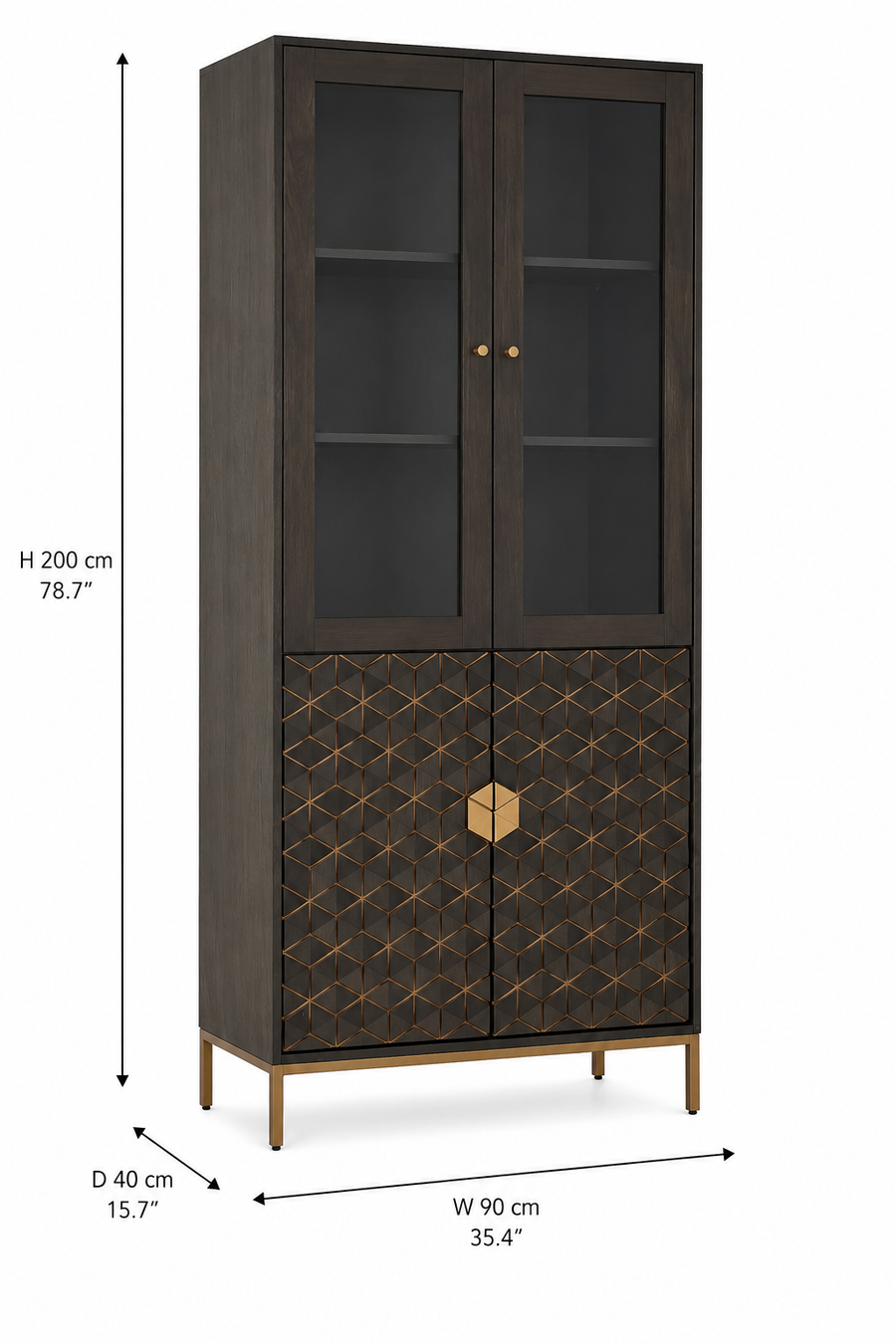 Patna Grey Finish Mango Wood Cabinet dimensions