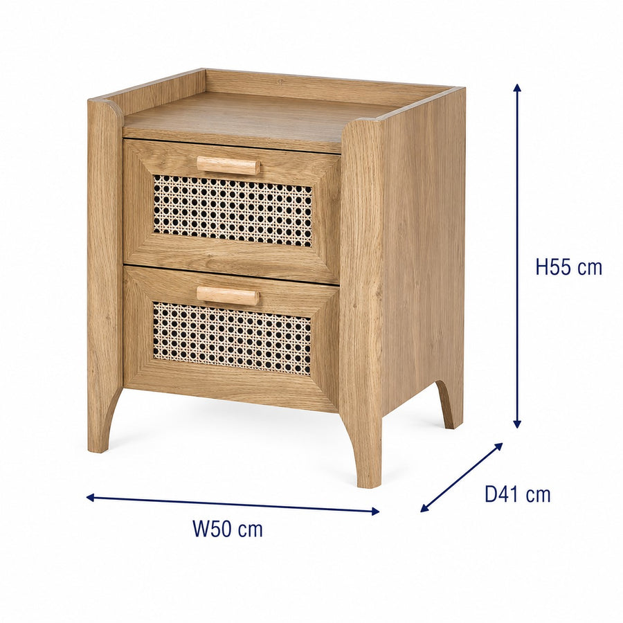 Sydney 2 Drawer Bedside dimensions