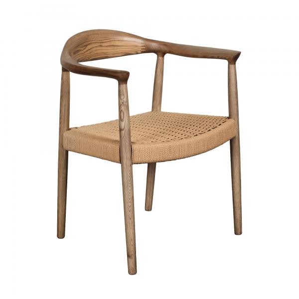 Togo Chair with Natural Weave Rope Seat & Light Grey Oil legs