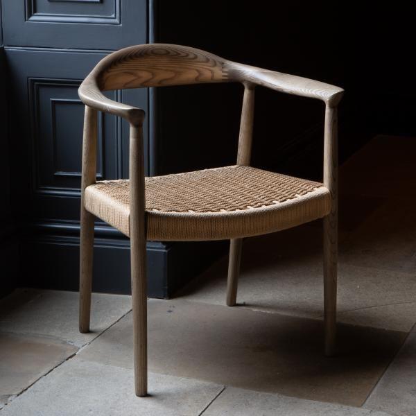 Togo Chair with Natural Weave Rope Seat & Light Grey Oil legs
