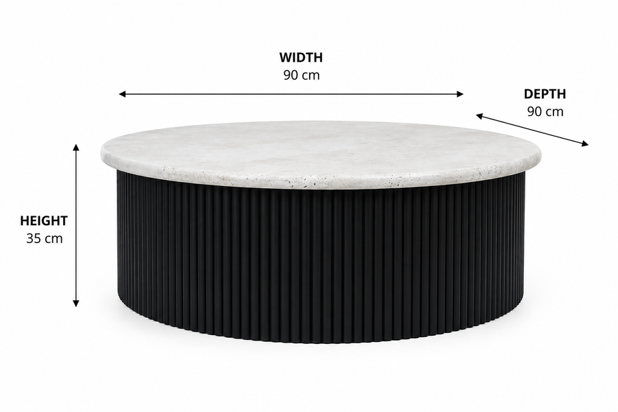 Walton Travertine Top Coffee Table dimensions