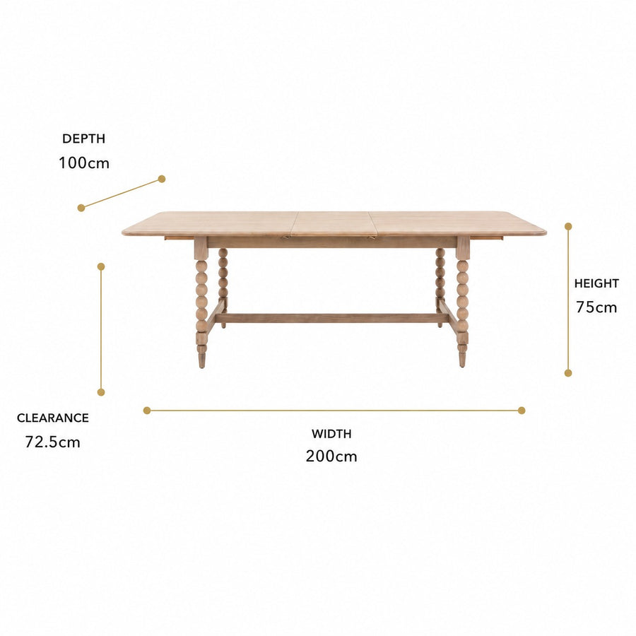 Artisan Extending Large Dining Table dimensions