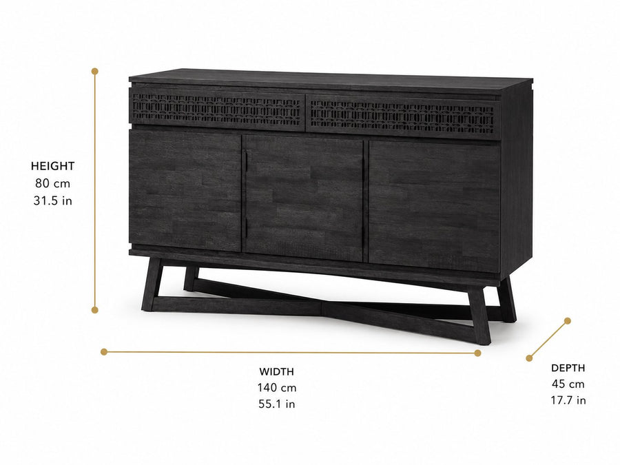 Boho 3 Door 2 Drawer Sideboard dimensions