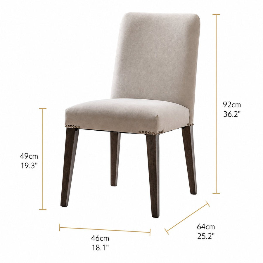 Madison Upholstered Dining Chair (pack of 2) dimensions