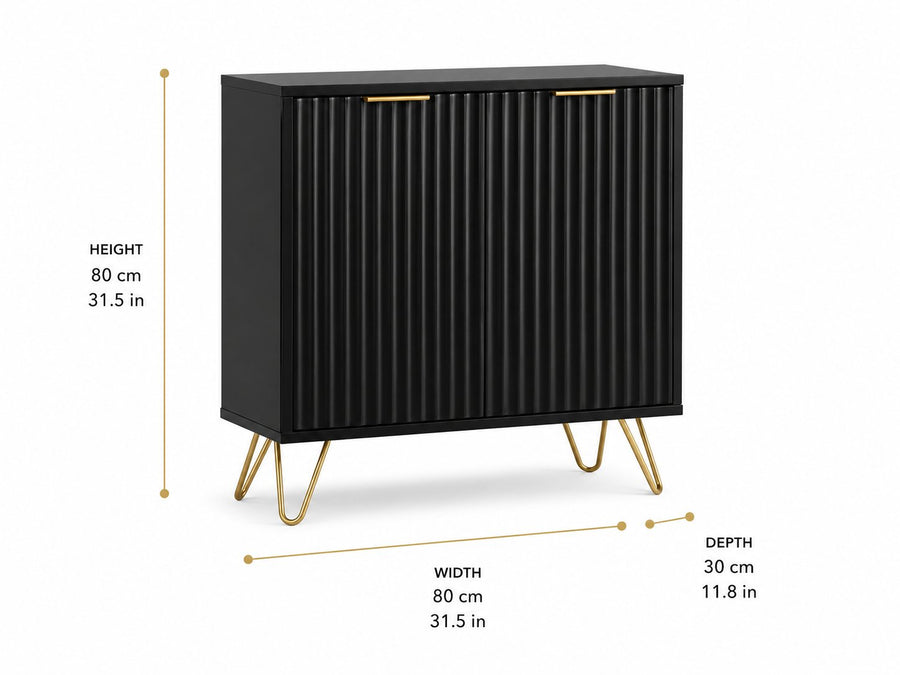 Murano Compact Sideboard - Matt Black dimensions