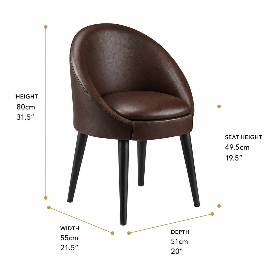 Salon Style Leather Tub Chair dimensions