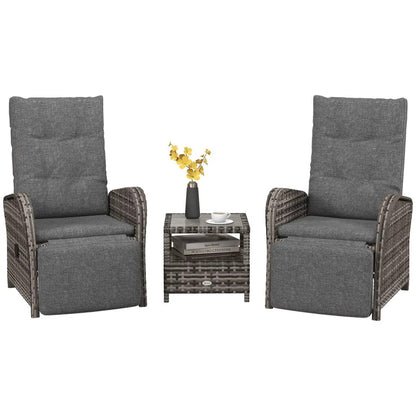 2 Seater Reclining Rattan Bistro Set