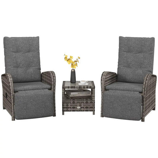 2 Seater Reclining Rattan Bistro Set