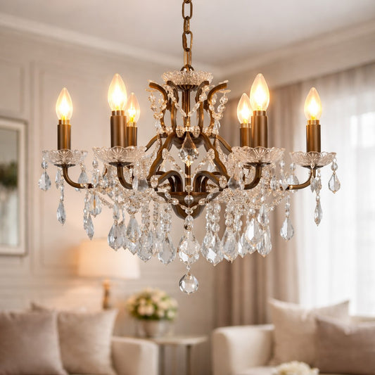 6 Branch Bronze Shallow Chandelier
