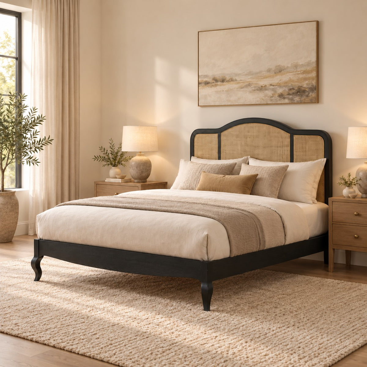 Amélie Rattan Bed Black