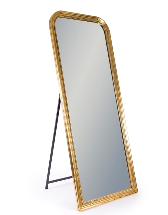 Antique Gold Beaded Cheval Mirror
