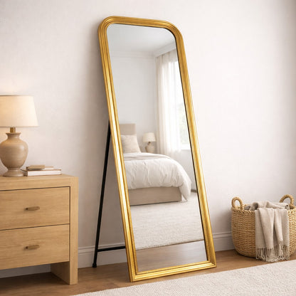 Antique Gold Beaded Cheval Mirror