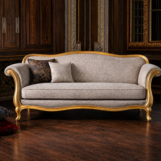 Antique Gold French 3 Seat Sofa