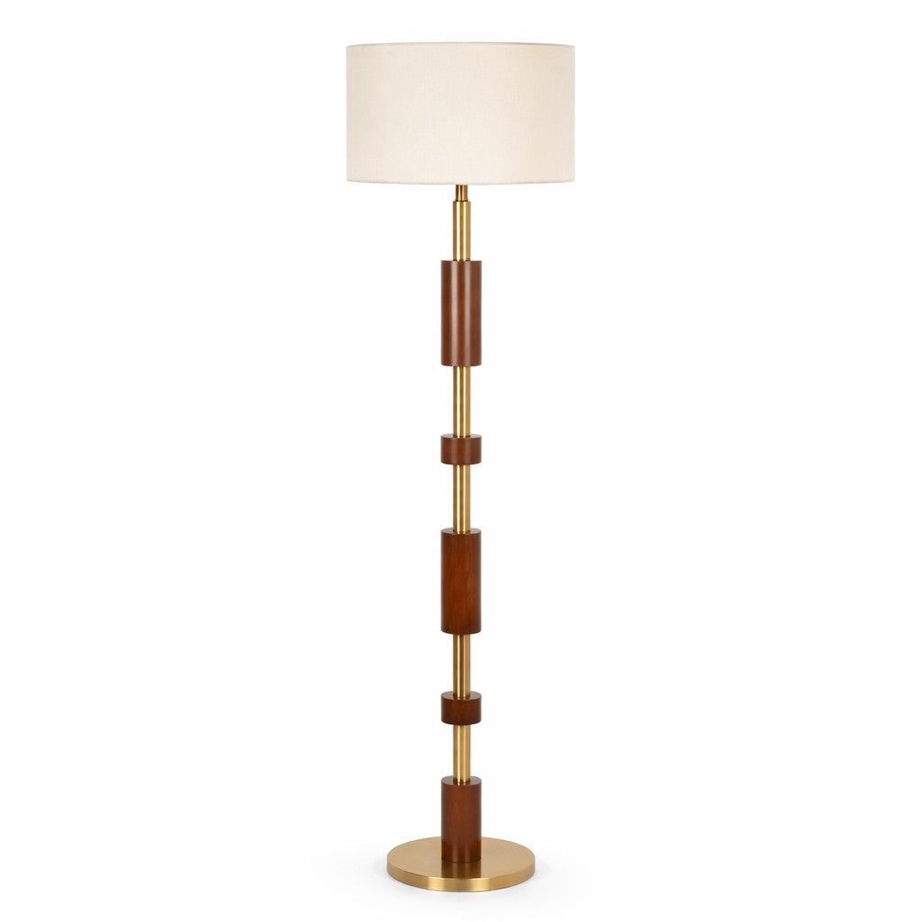 Aurora Brass & Walnut Luxury Floor Lamp