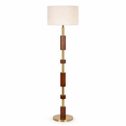 Aurora Brass & Walnut Luxury Floor Lamp