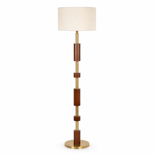 Aurora Brass & Walnut Luxury Floor Lamp