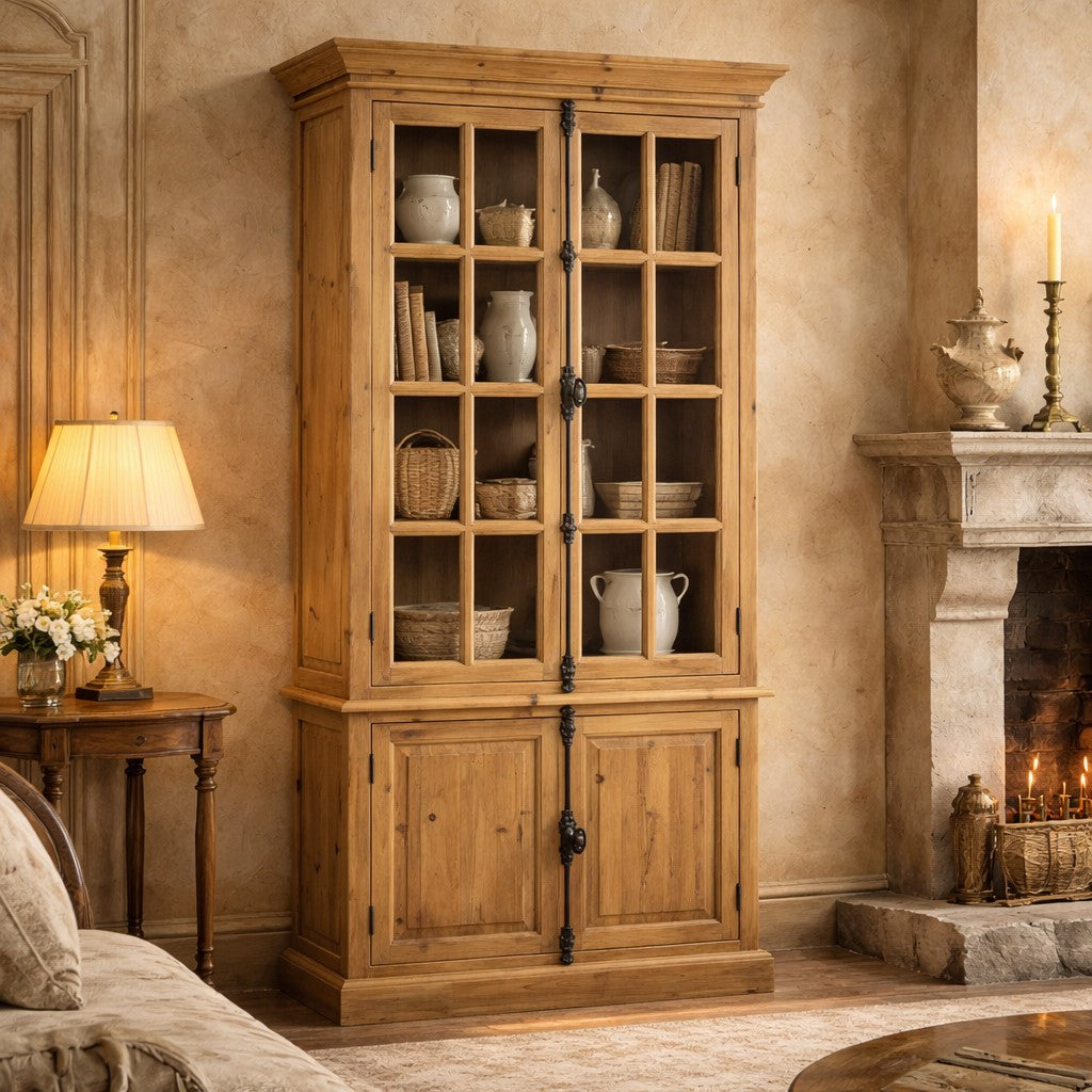 Banten Pine Wood Tall Cabinet