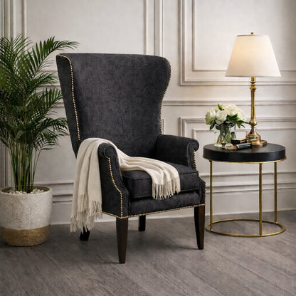 Barrel High Curved Back Wing Chair