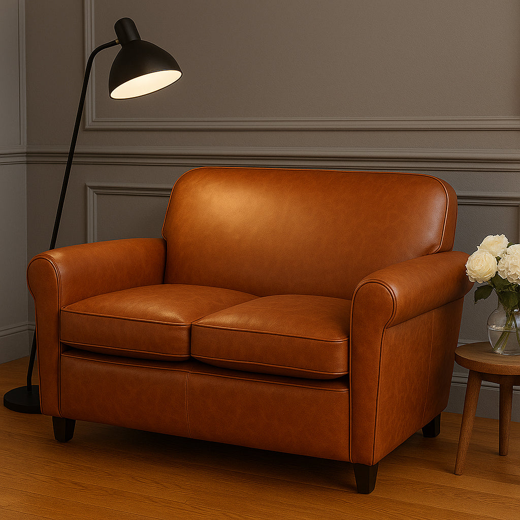 Barrington Brown Leather Club Sofa