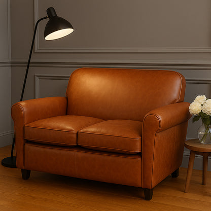 Barrington Brown Leather Club Sofa