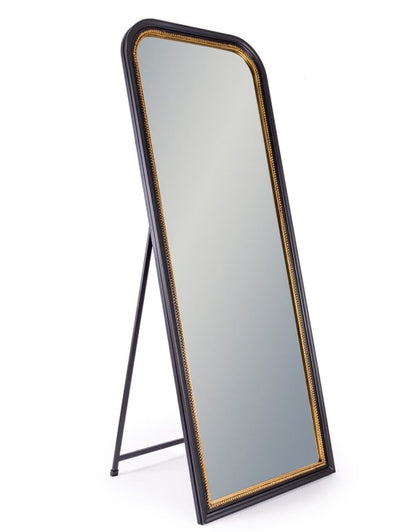 Black and Gold Beaded Cheval Mirror