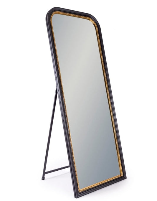 Black and Gold Beaded Cheval Mirror