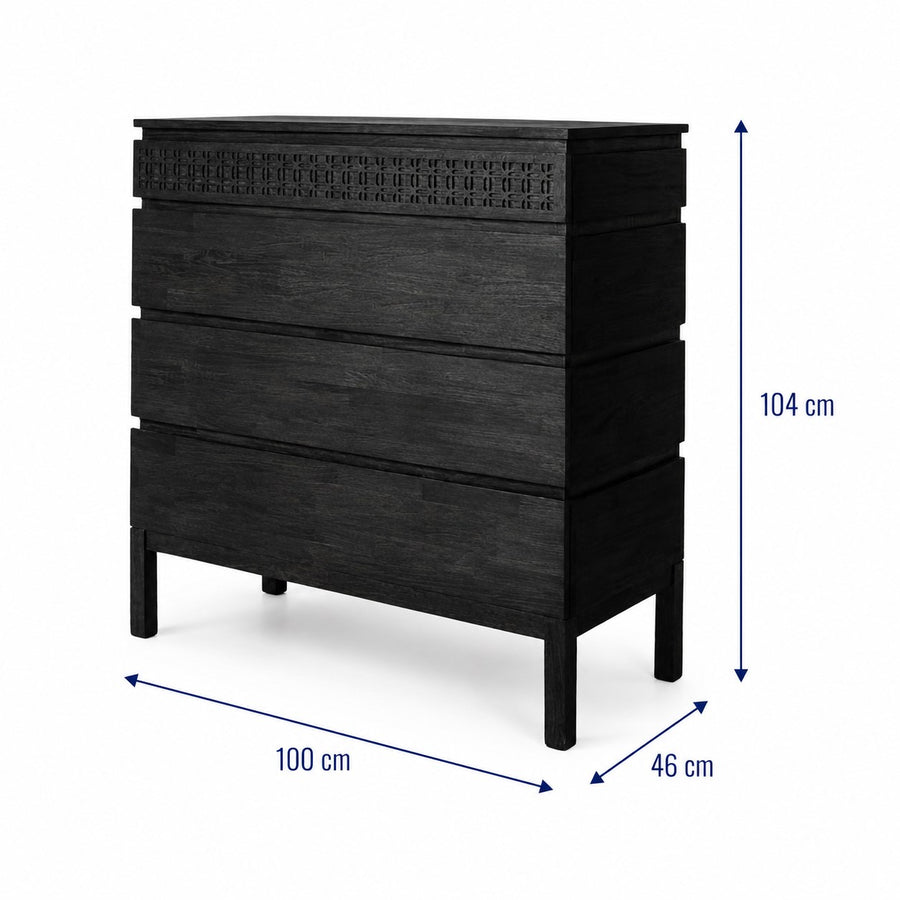 Boho 4 Drawer Chest dimensions