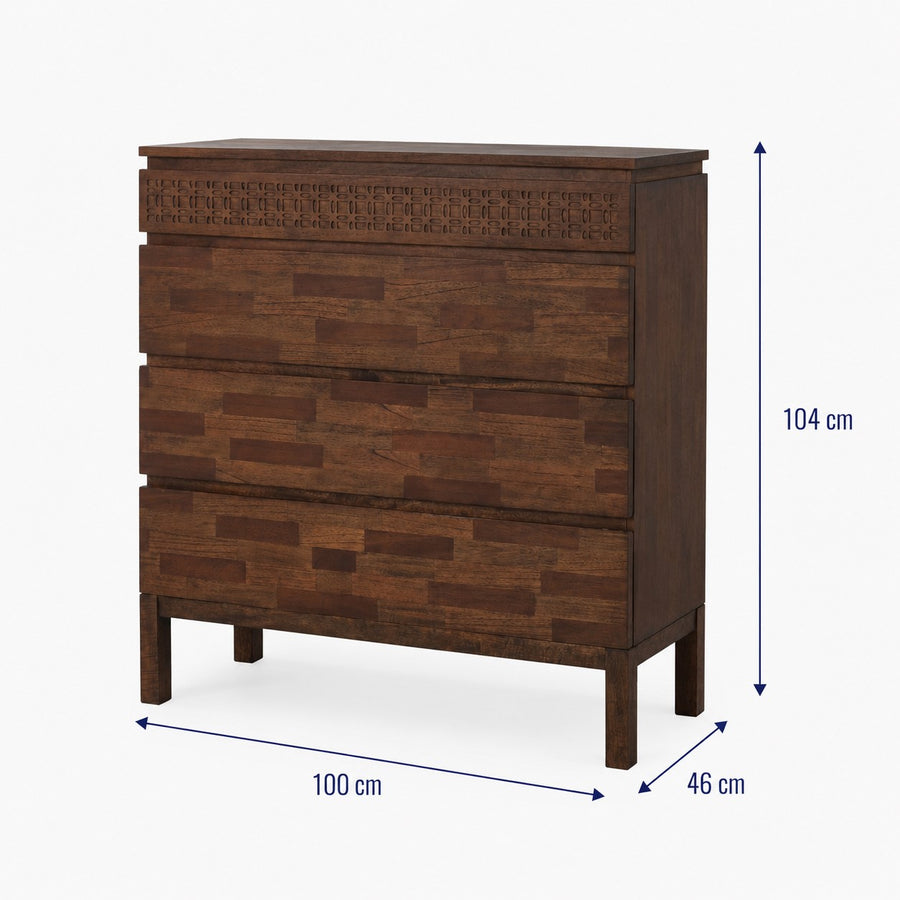 Boho Retreat 4 Drawer Chest dimensions