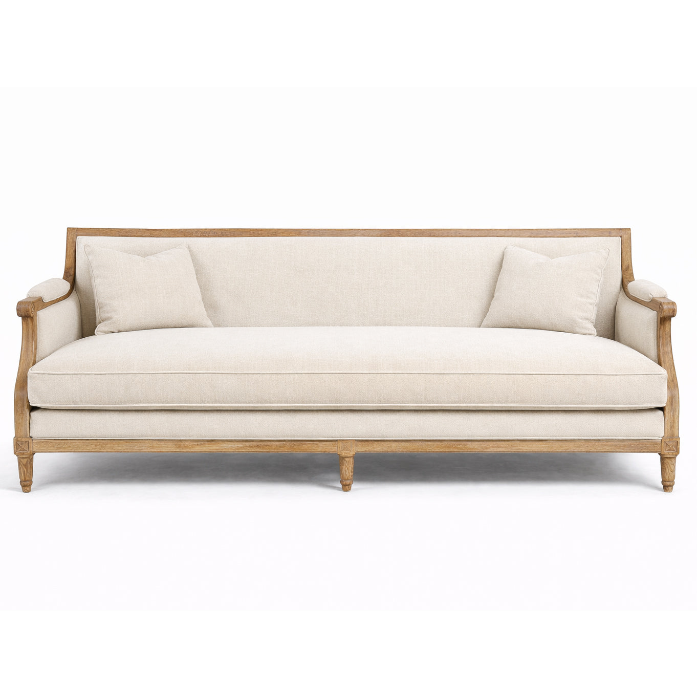 Bordeaux French 3 Seat Natural Wood Sofa
