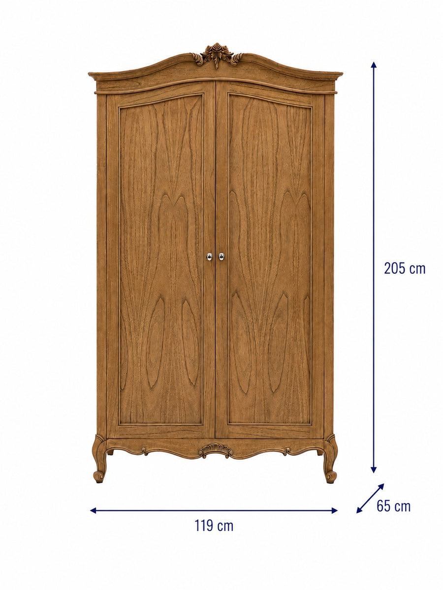 Chic 2 Door Wardrobe Weathered dimensions