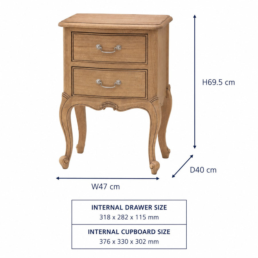 Chic Weathered Bedside Table dimensions