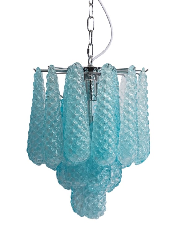 Chrome_Blue_Bubbled_Glass_Gicel_Chandelier