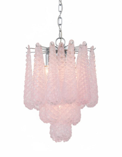 Chrome_Pink_Bubbled_Glass_Gicel_Chandelier