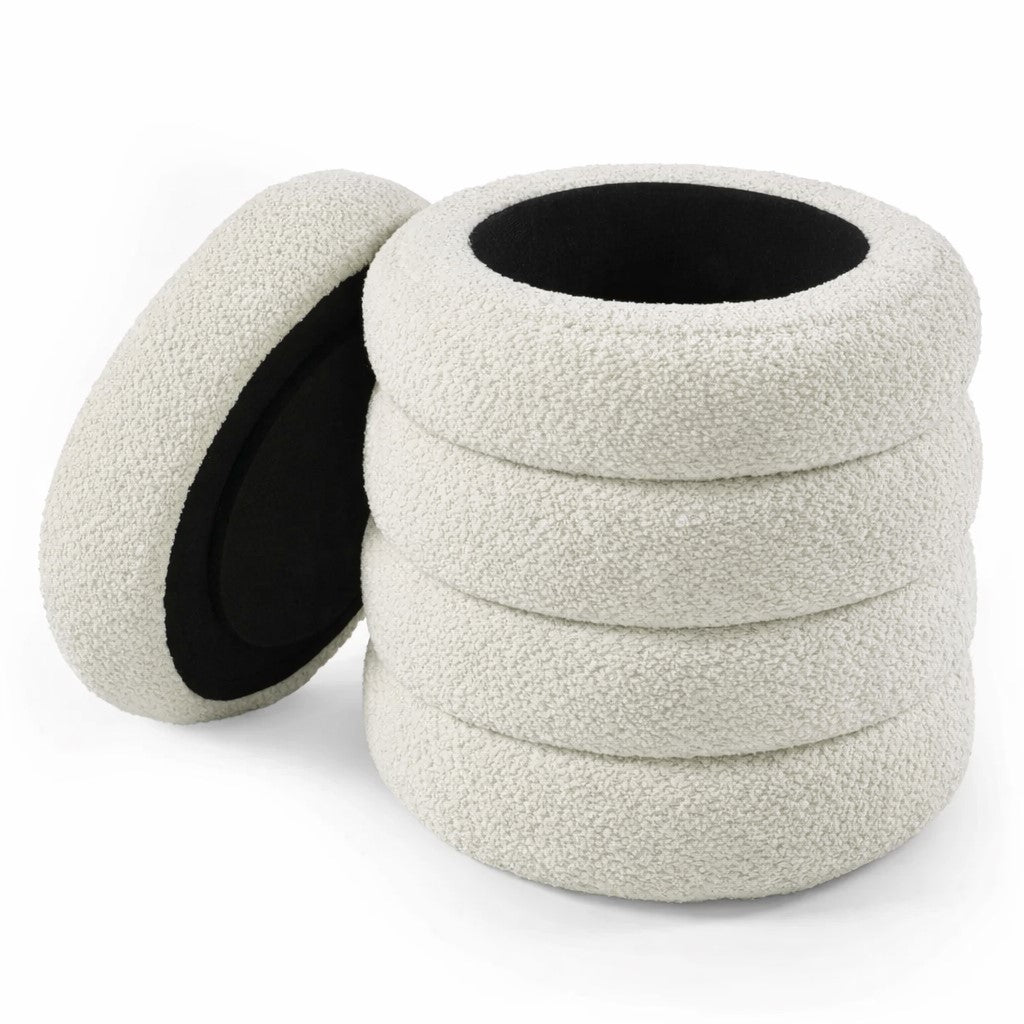 CotswoldIvoryBoucleUpholstered40cmStorageStool